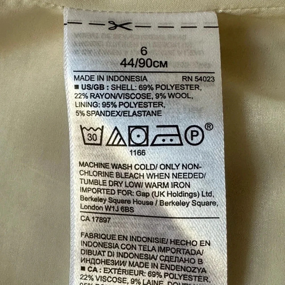 BANANA REPUBLIC Wool Blend Blazer Jacket Two Button Ivory Career Professional, 6 - Picture 13 of 16